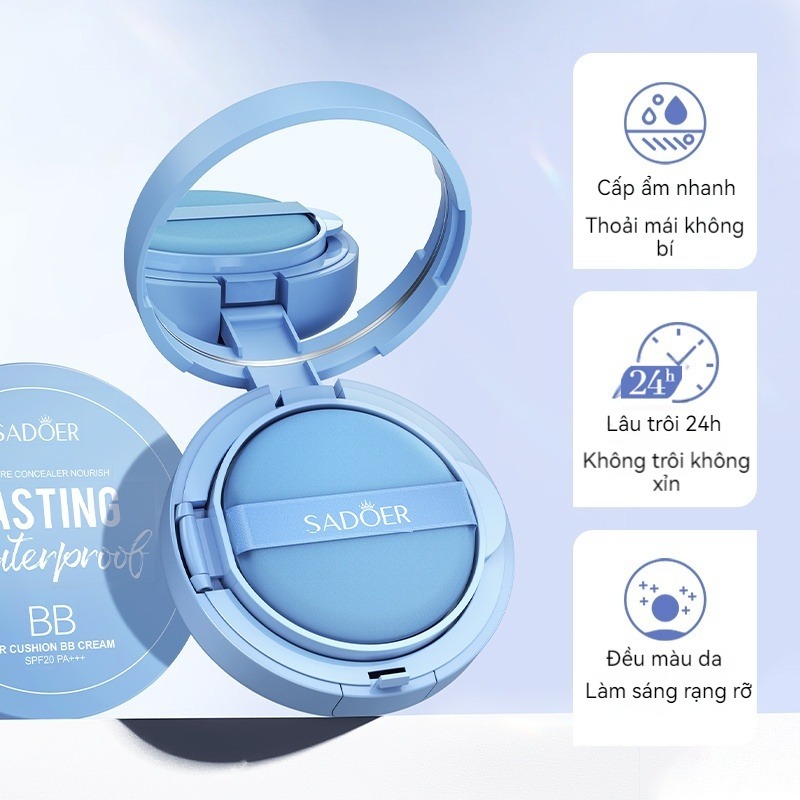 SADOER BB Kem nền cushion,kiểm soát dầu,chống nước,giữ nếp lâu,SPF20 PA++++