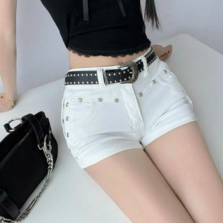 Sẵn hàng quần jeans y2k siêu ngắn hack chân dài màu đen & trắng basic có túi đàn hồi  tốt có đinh tán dập khuy cá tính