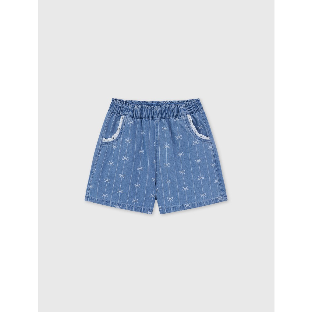 Quần soóc jeans bé gái CANIFA cotton họa tiết 1BS26S005