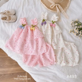 A493 Bộ áo đính hoa tulip và quần