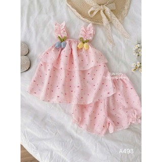 A493 Bộ áo đính hoa tulip và quần