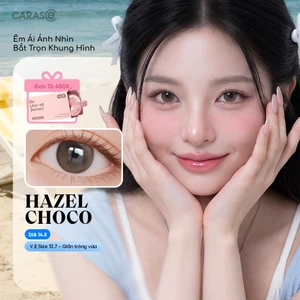 Kính áp tròng khoá ẩm 10H 3 Tháng Màu Nâu Phối Vân Tro Vàng Ánh Xám CARASE, Lens cận HAZEL CHOCO