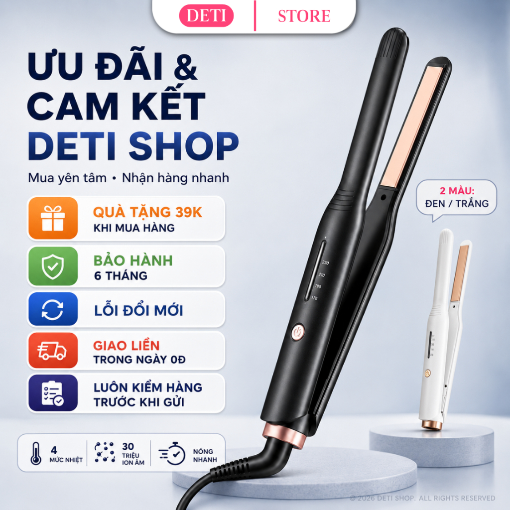 Máy Duỗi Tóc Nam Nữ Mini Bản Kẹp 1cm Có Chỉnh Nhiệt, Máy Uốn Tóc Nam Nữ Bản Nhỏ Cho Tóc Tém Tóc Ngắn Kẹp Mái Tạo Kiểu