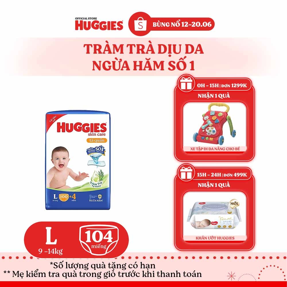 Tã quần Huggies Skincare Mega Jumbo M102+4/L100+4/XL84+4/XXL76+4
