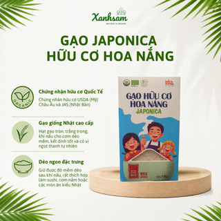 Gạo Japonica Hữu Cơ Hoa Nắng 1kg - Xanhsam Natural & Organic