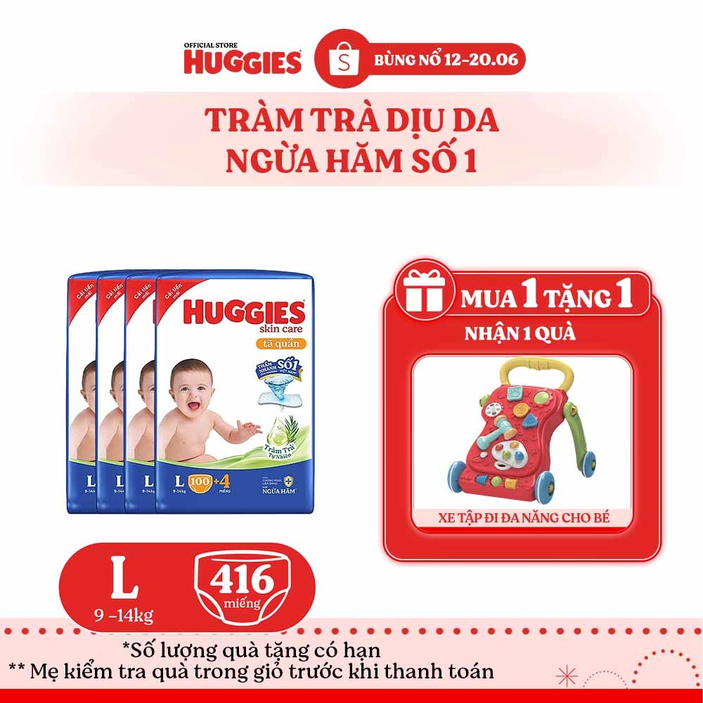 Combo 4 Tã quần Huggies Skincare Mega Jumbo M106/L96+8/XL84+4/XXL76+4
