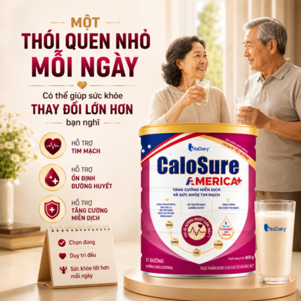 Sữa bột Calosure America + cho người tiểu đường - Hỗ trợ tim mạch, tăng cường hệ miễn dịch. Hộp 400g