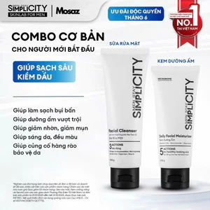 Combo chăm sóc da làm sạch bảo vệ toàn diện cho nam Men Stay Simplicity Starter Duo: Sữa rửa mặt x Kem dưỡng ẩm