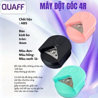QUAFF® Máy bo góc R4  – bo 4mm, lưỡi inox, khay trong suốt – 3 màu đen/hồng/xanh