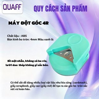 QUAFF® Máy bo góc R4  – bo 4mm, lưỡi inox, khay trong suốt – 3 màu đen/hồng/xanh