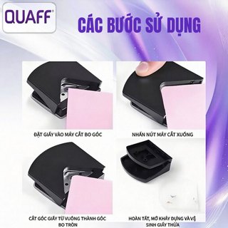 QUAFF® Máy bo góc R4  – bo 4mm, lưỡi inox, khay trong suốt – 3 màu đen/hồng/xanh