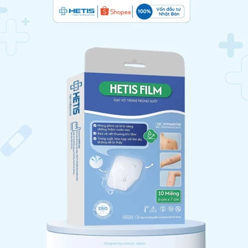 [Hộp 10 Miếng] Gạc Vô Trùng Trong Suốt Hetis Film 6x7cm Dùng Trong Y Tế Ngăn Nước, Bảo Vệ Vết Thương