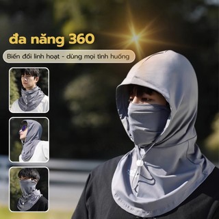 Mũ Trùm Đầu Chống Nắng Kèm Khẩu Trang Nam Nữ Đi Phượt Đi Xe Máy – Vải Thun Lạnh Thoáng Khí Co Giãn 4 Chiều Có Dây