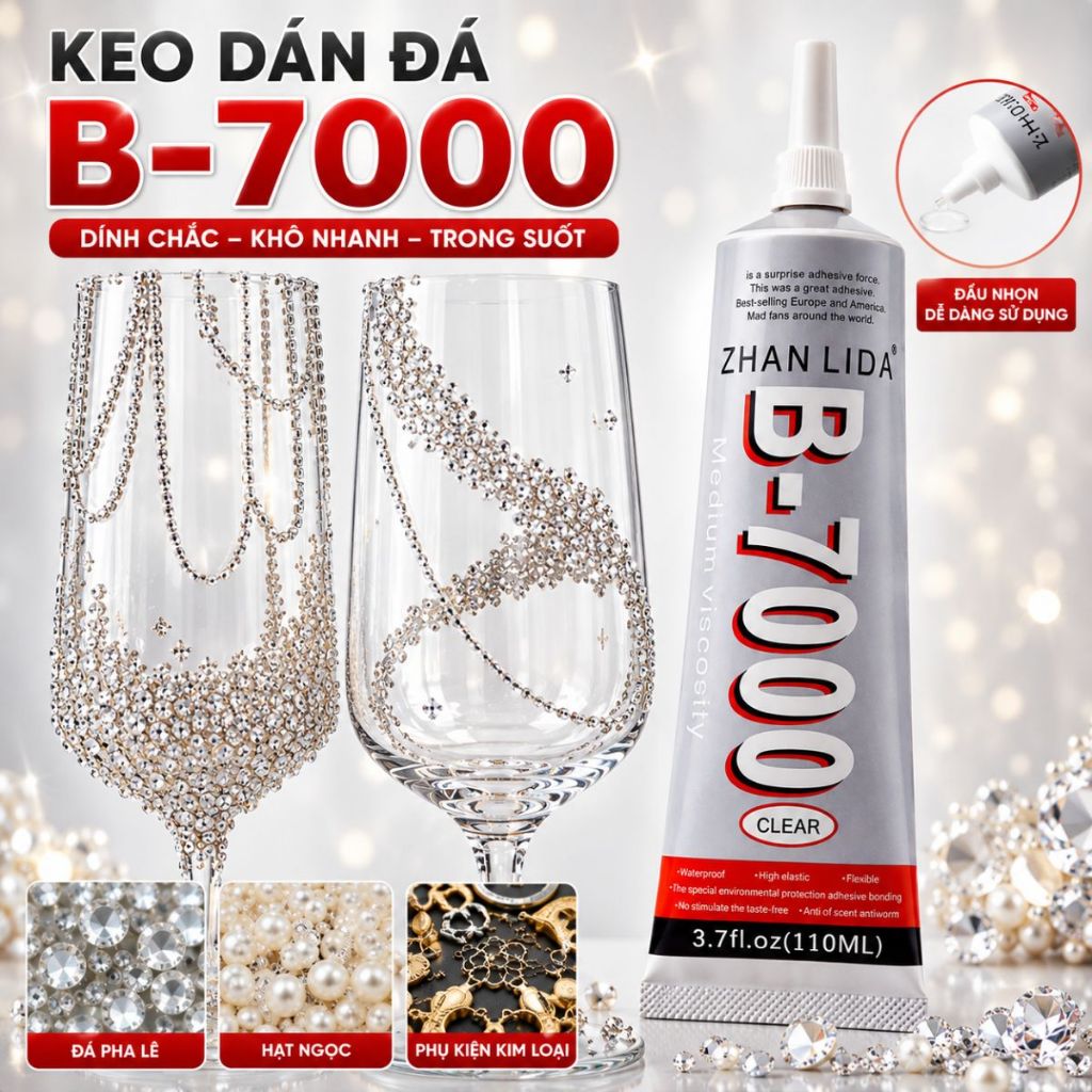 Keo dán trong suốt đa năng đính đá B7000 phụ kiện handmade đồ cưới đám cưới hiện đại 50ml 110ml