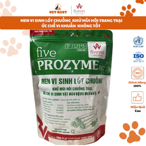 Five-Prozyme Men vi sinh lót chuồng hỗ trợ khử mùi hôi chuồng trại, ức chế vi sinh vật không tốt cho vật nuôi túi 1Kg