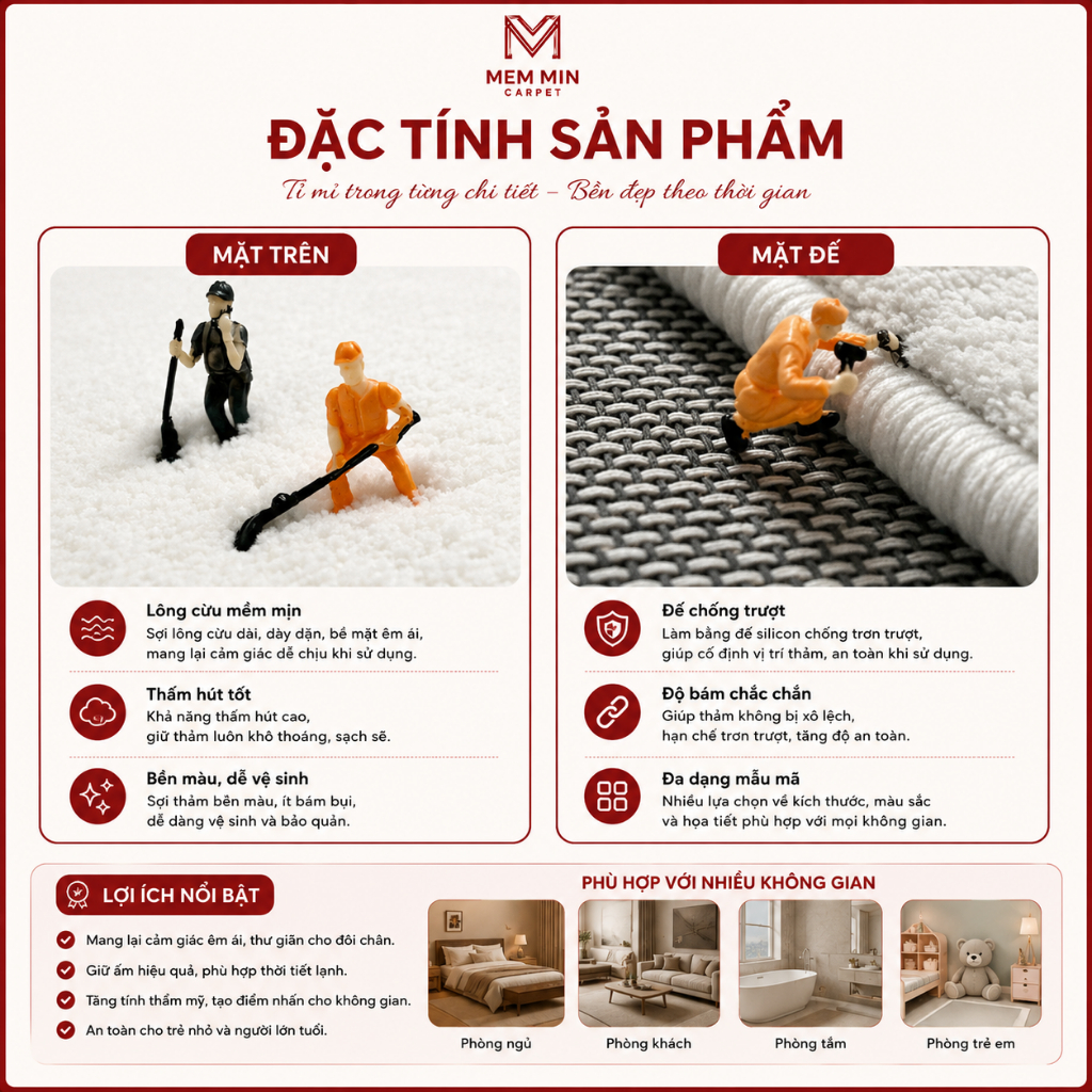 Thảm tròn lông mềm mịn đế dệt , thảm tròn decor, thảm hoạ tiết hoạt hình dễ thương đáng yêu - Memmincarpet - TH102