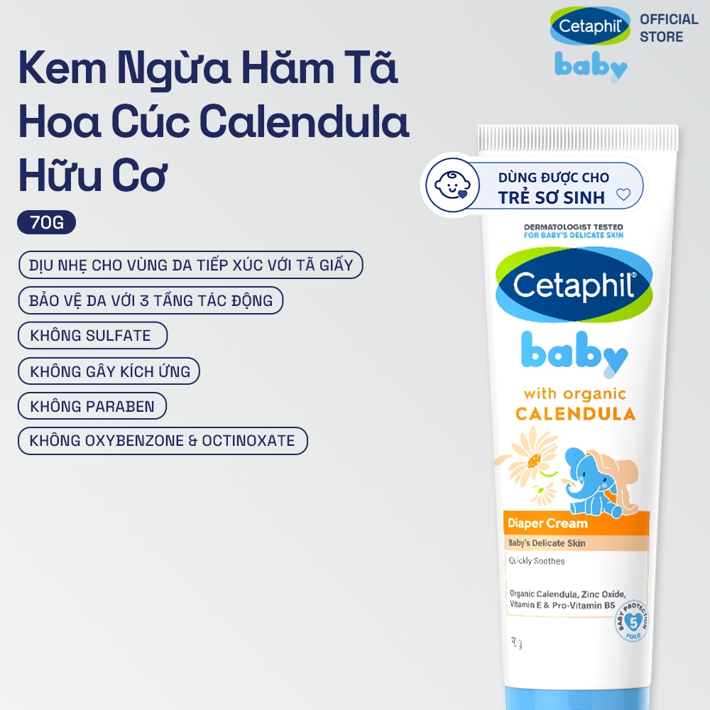 [HANNAH x CETAPHIL] Kem chống hăm tã dịu lành CETAPHIL BABY DIAPER CREAM CALENDULA 70G