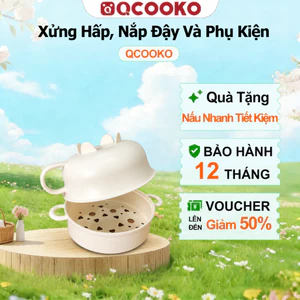 Nồi lẩu điện QCOOKO 2 tầng Kèm xửng hấp, nắp đậy & phụ kiện