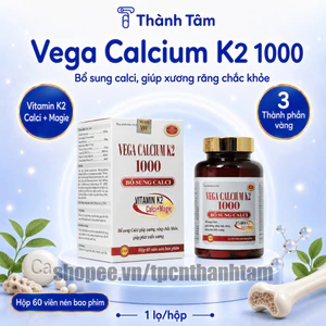 Bổ sung Canxi VEGA CALCIUM K2 1000 giúp xương, răng chắc khỏe, trẻ phát triển chiều cao