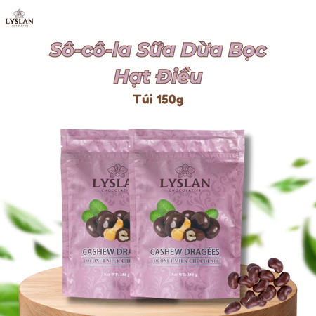 Socola Bọc Hạt - Socola Sữa Dừa Bọc Hạt Điều LysLan túi 50g/150g