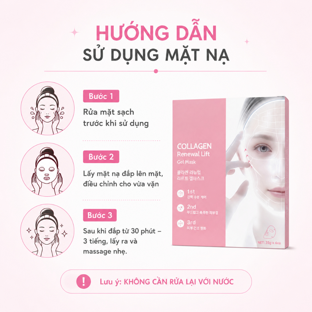 AMYJANE Mặt Nạ Thạch Collagen Renewal Lift 500 Dalton Cấp Ẩm Phục Hồi Da Căng Mịn Săn Chắc 35grx4