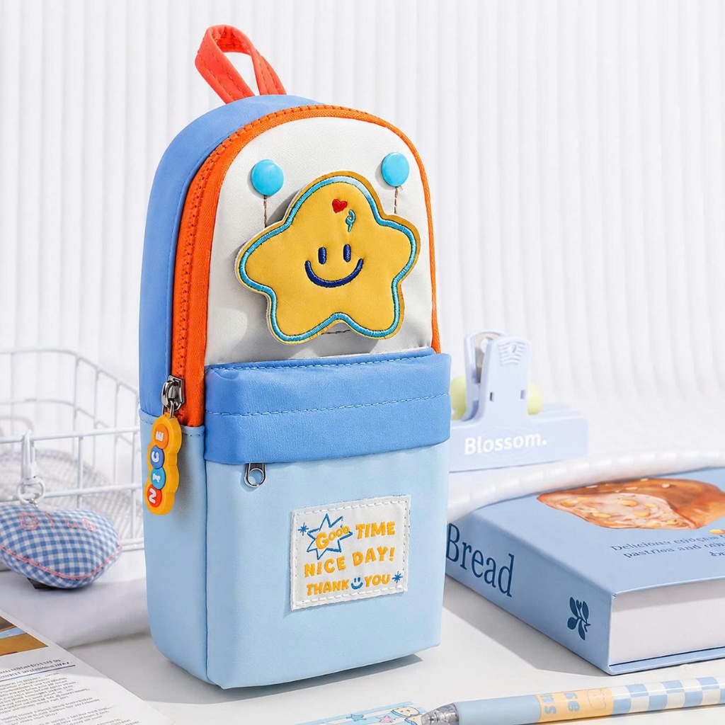 Bóp viết hình dán dán dọc Time Nice Day hình ngôi sao dung tích lớn dành cho học sinh PKV107 Gaga Store