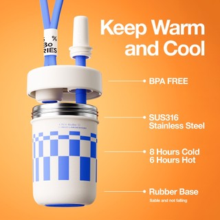 Bình Giữ Nhiệt Tráng Men Sứ Hữu Cơ Chako Lab BoBo 485ml, Ống Hút Chống Mốc Chống Bụi, Chống Đổ Nước, Có Dây Đeo Tiện Lợi