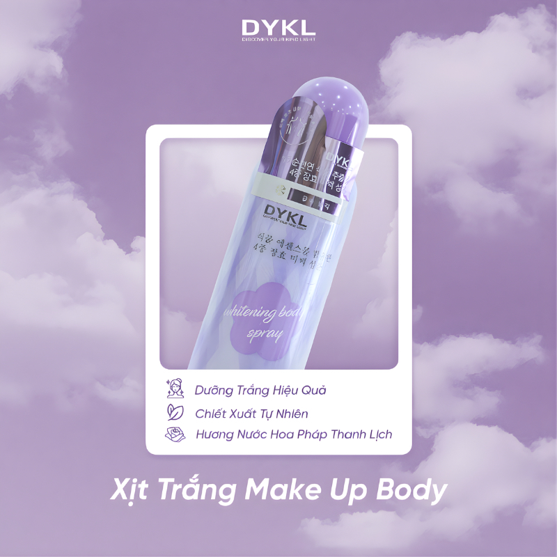 Xịt Makeup Body DYKL 100ml – Trắng Da Tức Thì, Nâng Tone Tự Nhiên, Không Bết Dính