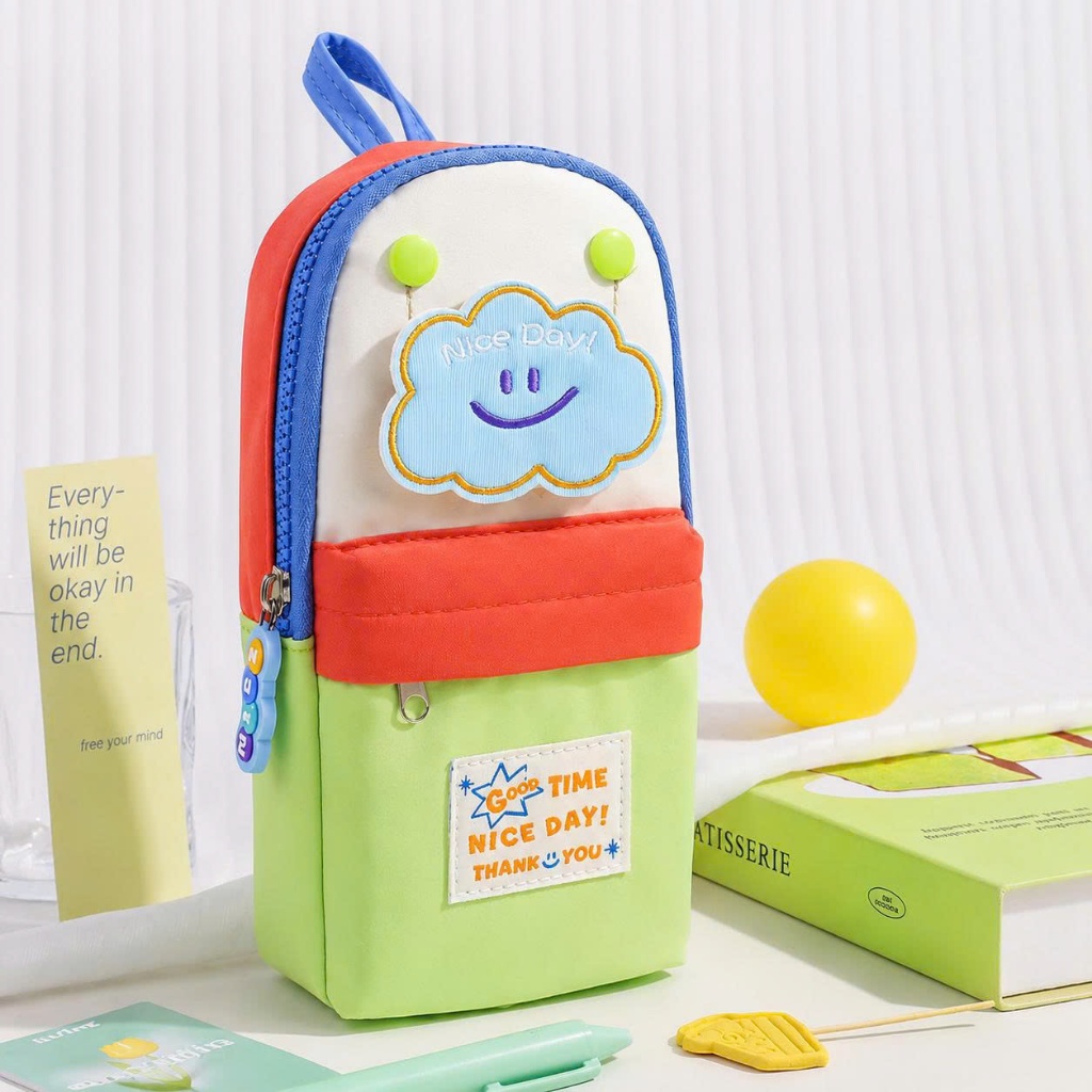 Bóp viết hình dán dán dọc Time Nice Day hình ngôi sao dung tích lớn dành cho học sinh PKV107 Gaga Store