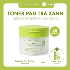 AMYJANE Tone Pad Trà Xanh Miếng Lau Toner Cấp Ẩm Nhiều Nước Làm Dịu Da Dầu Mụn 10/80 Miếng