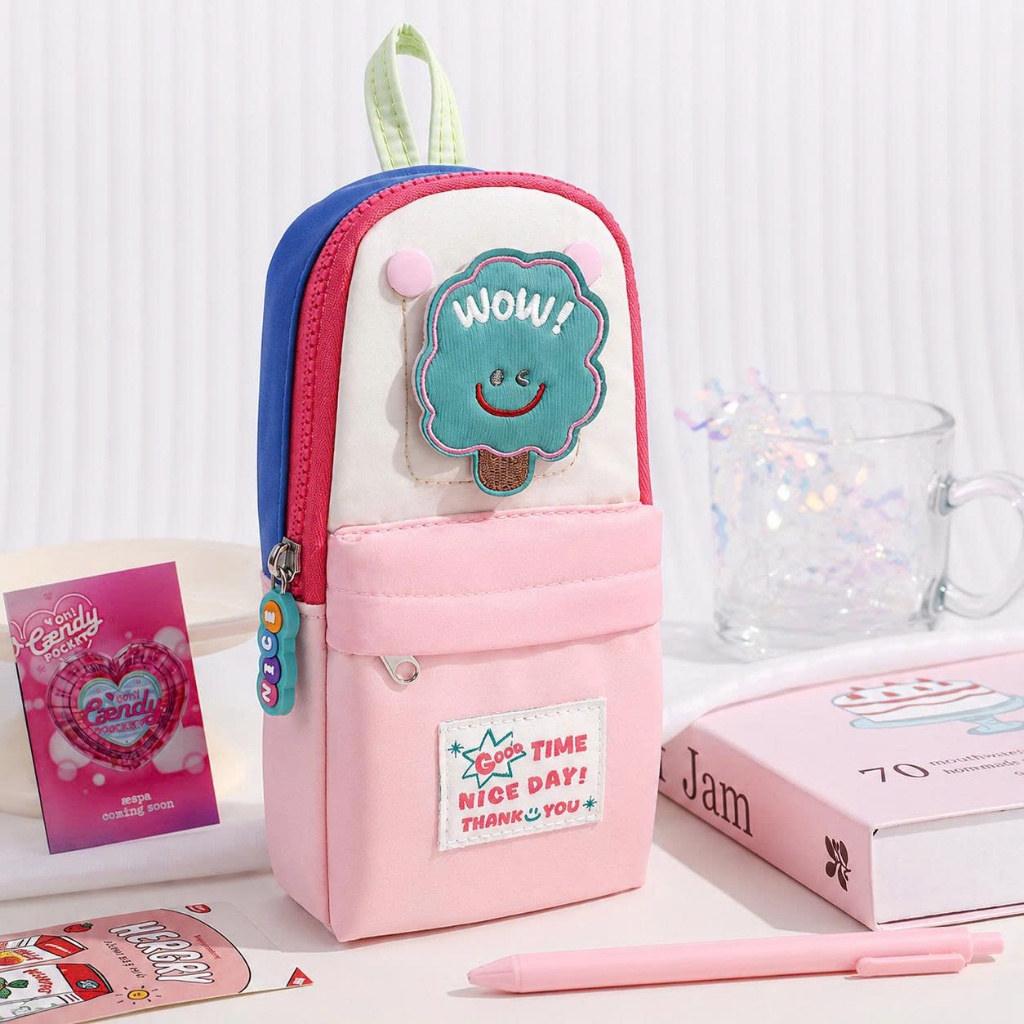 Bóp viết hình dán dán dọc Time Nice Day hình ngôi sao dung tích lớn dành cho học sinh PKV107 Gaga Store
