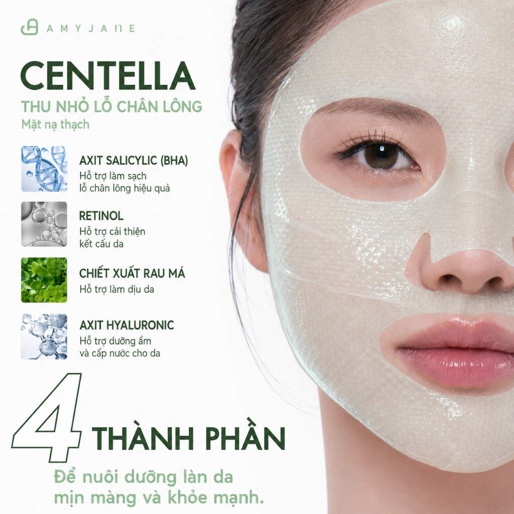 AMYJANE Mặt Nạ Thạch Rau Má Centella B5 B3 Làm Dịu Da Kiềm Dầu Phù Hợp Cho Da Nhạy Cảm 35grx4