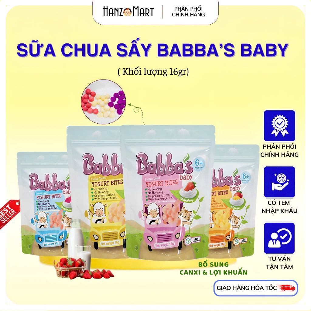 Sữa chua khô sấy lạnh Babba's Baby cho bé 6m+ hanzomart