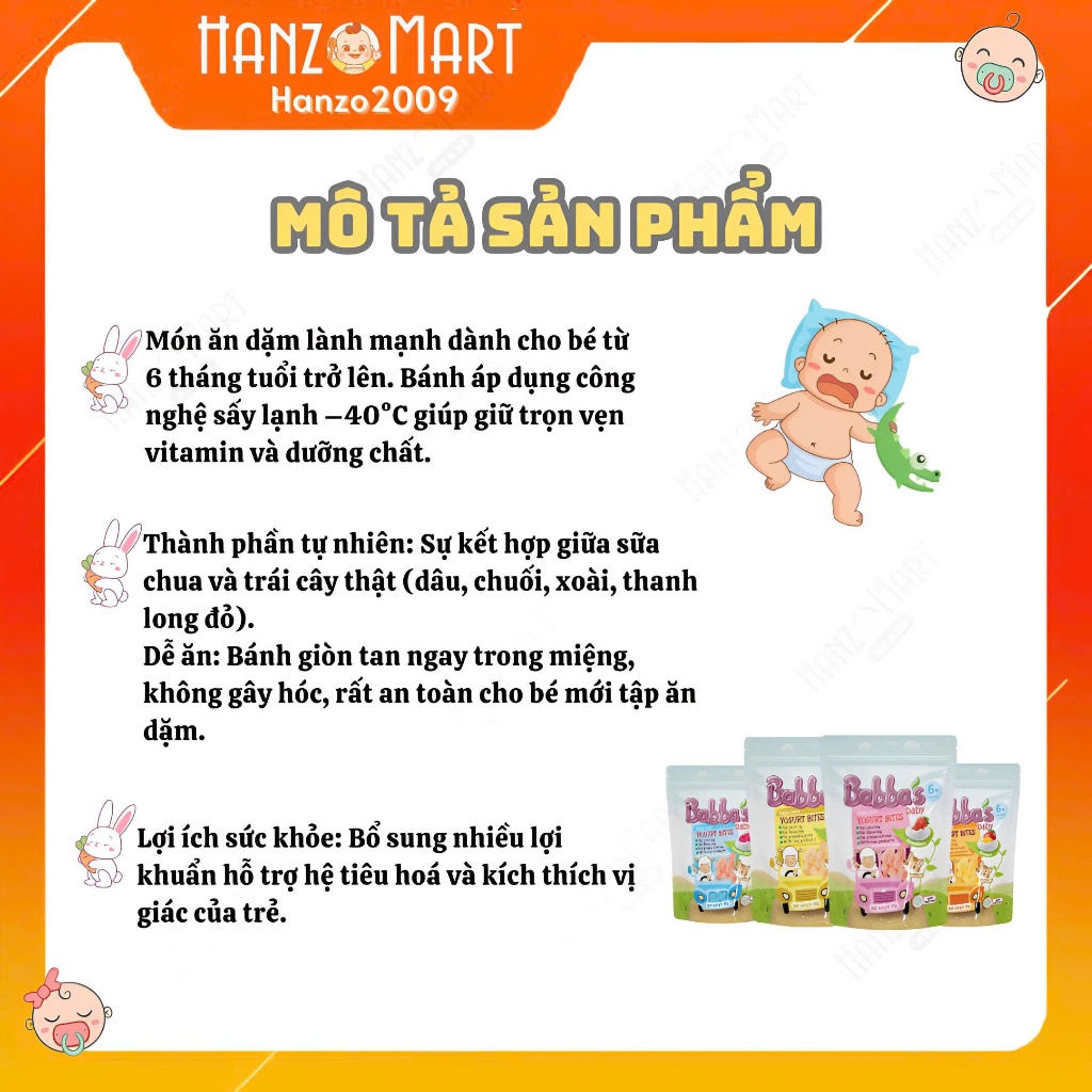 Sữa chua khô sấy lạnh Babba's Baby cho bé 6m+ hanzomart