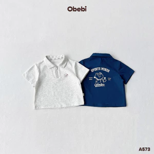 Áo Polo Cộc Tay Obebi Thể Thao Mùa Hè In Hình Cho Bé Trai Bé Gái Từ 8 - 22kg A573