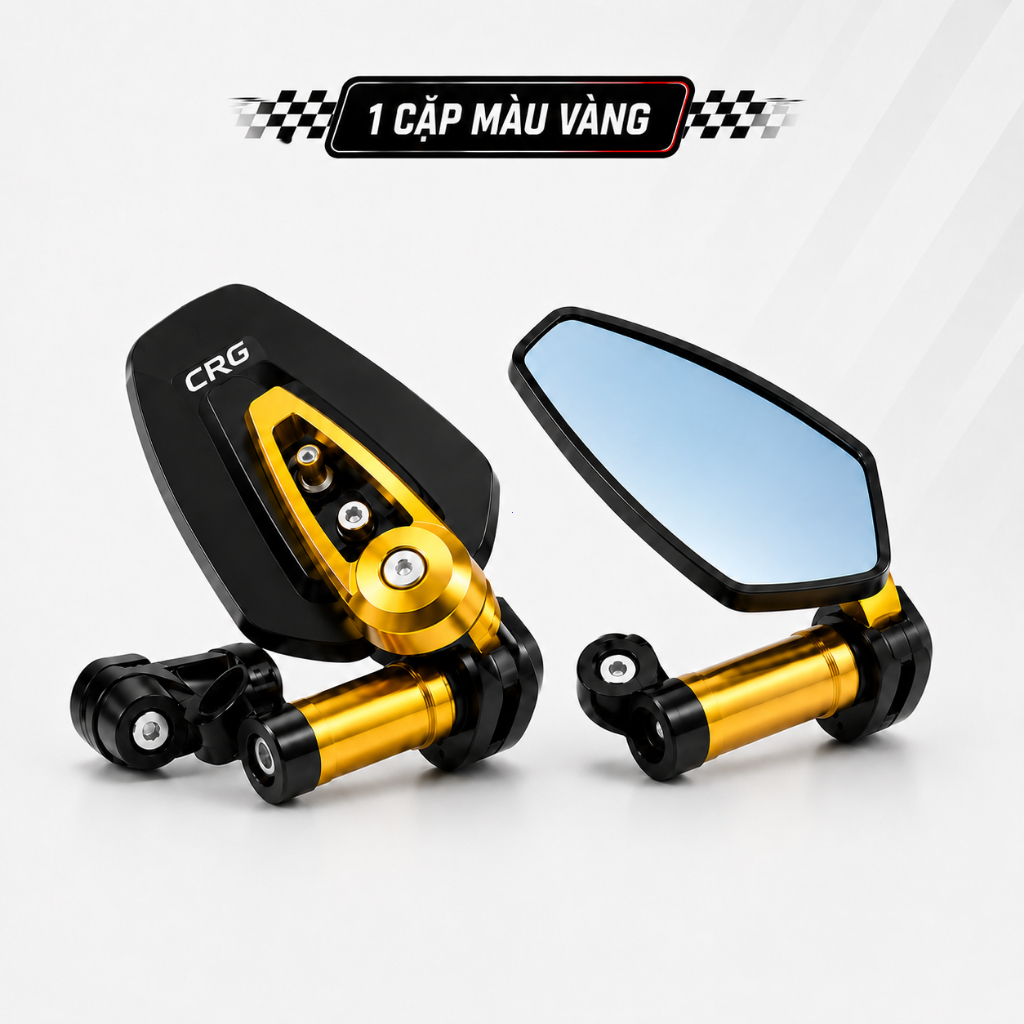 Gương Gù CRG Gắn Chân Gương Xe Máy, Full Nhôm, Mặt Kính Xanh, Có Bán Lẻ