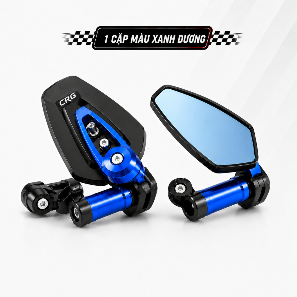 Gương Gù CRG Gắn Chân Gương Xe Máy, Full Nhôm, Mặt Kính Xanh, Có Bán Lẻ