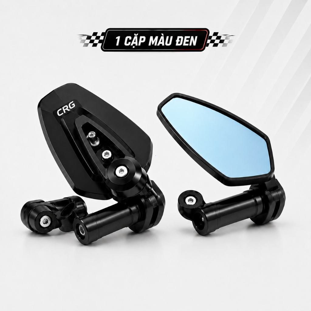 Gương Gù CRG Gắn Chân Gương Xe Máy, Full Nhôm, Mặt Kính Xanh, Có Bán Lẻ