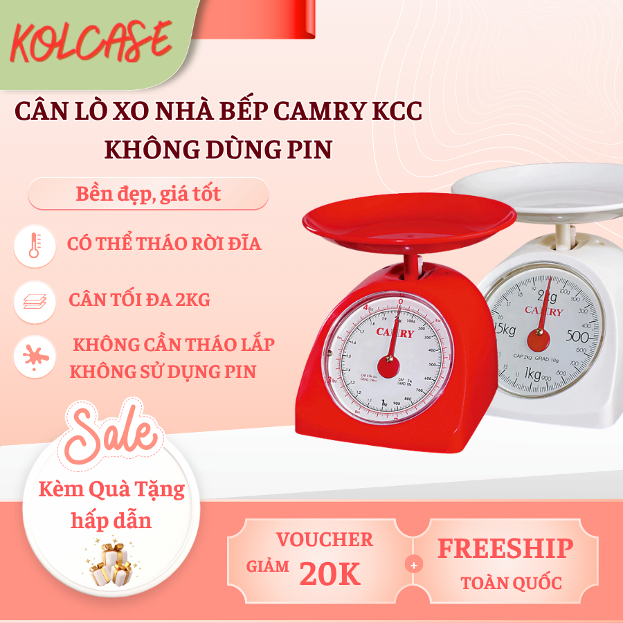 Cân Lò Xo Nhà Bếp CAMRY KCC Đĩa Có Thể Tháo Rời Dễ Ràng Vệ Sinh, Nhỏ Gọn Dễ Mang Đi, Cân Tối Đa 2Kg