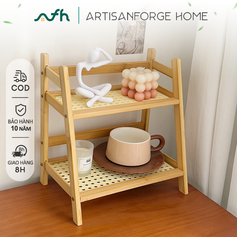 Giá Để Đồ Nhỏ Gọn Kệ Hai Tầng Bằng Gỗ Giải Pháp Lưu Trữ Thông Minh Cho Góc Bếp Bàn Làm Việc