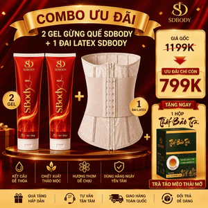 COMBO 2 GEL GỪNG QUẾ + 1 ĐAI LATEX SDBODY TẶNG 1 TRÀ TÁO MÈO THẢI MỠ