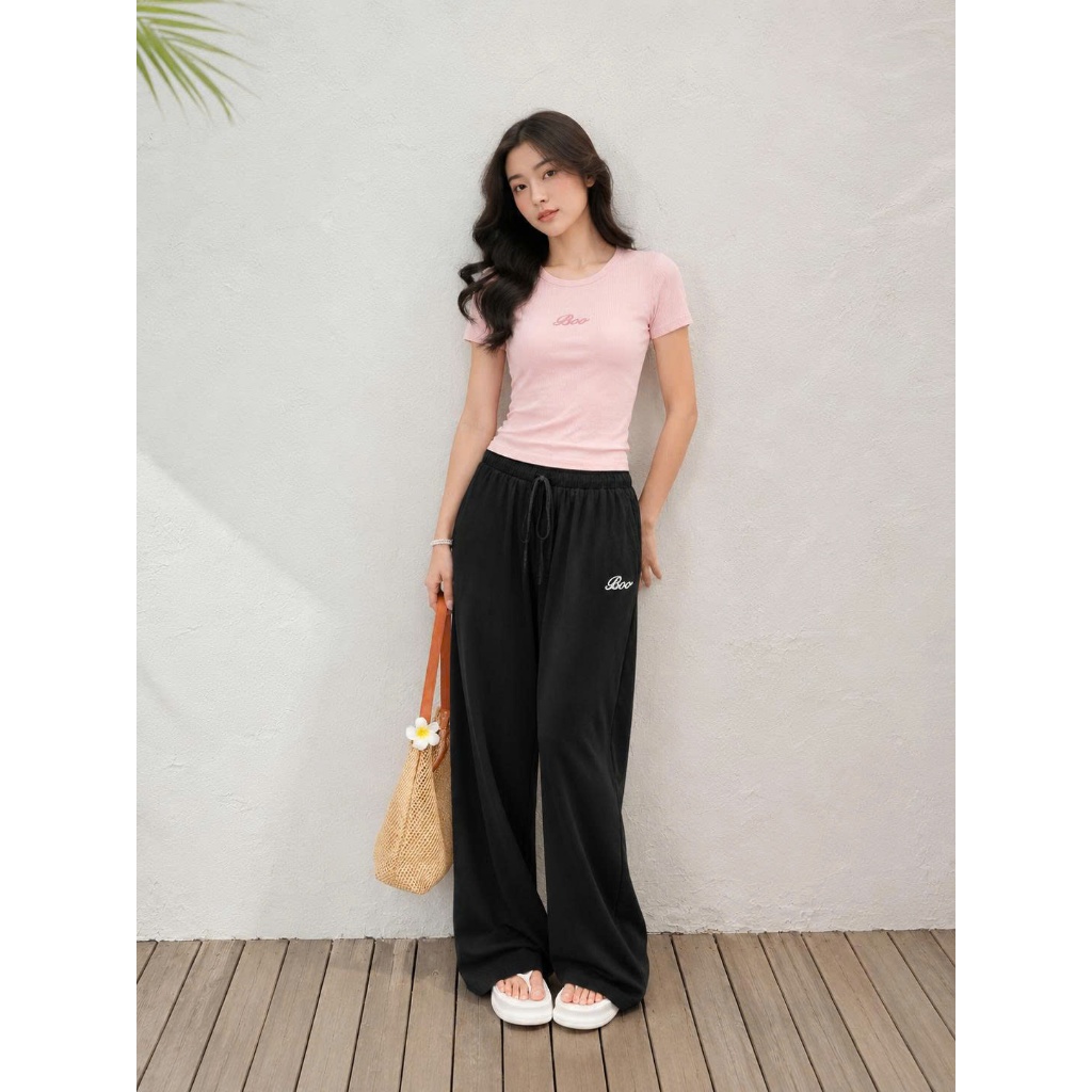 Áo Thun BOO Dáng Babytee Fitted Thêu Logo Dành Cho Nữ Chất Liệu Cao Cấp, Thoáng Mát