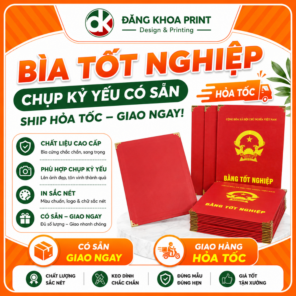Bìa tốt nghiệp có sẵn làm bằng bìa cứng dùng để chụp kỷ yếu, chụp ảnh cử nhân kích thước A4