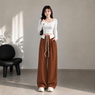 Quần ống suông NHỎ CLOTHING bigsize nữ phối lưng kiểu phong cách đơn giãn thanh lịch trẻ trung năng động  dễ mặc QPHOI