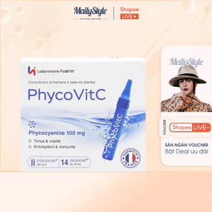 G301_ Combo ( 05 Hộp) A84_Nước uống tảo tươi PhycoVitC Avenir Pháp - 14*10ml + Tặng ( 01 Chai A133_Serum chống già DERM