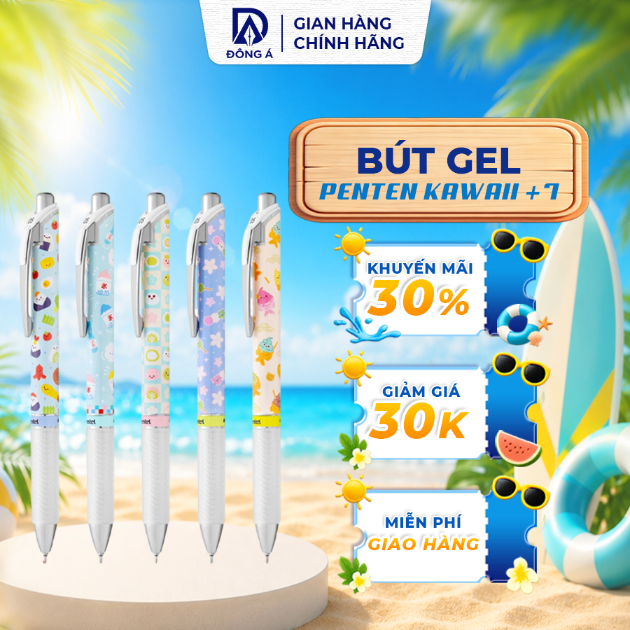 Bút gel Pentel Energel Kawaii BLN75KW mực viết mượt nhanh khô không lem bền màu