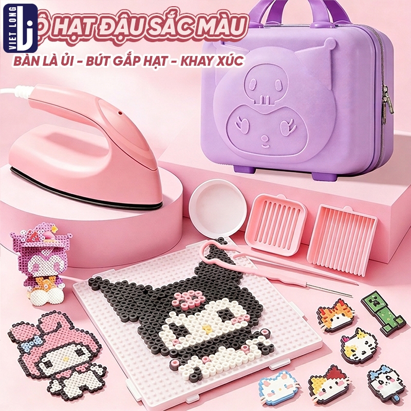 Hạt Xếp Set Diy Bé Gái, Quà Tặng Hạt 2.6Mm Đẹp Mắt, Combo Dụng Cụ + Bàn Ủi, Đồ Chơi Rèn Luyện Tư Duy Cho Bé Gái Thông Mi