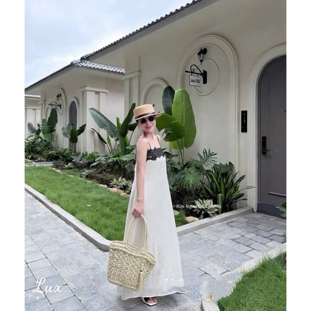 (Sẵn Hỏa Tốc) Váy Maxi 2 Dây Phối Ren, Váy Đũi Viền Ren Dáng Suông Dài Chất Mềm Mại Đi Biển Đi Chơi Siêu Xinh