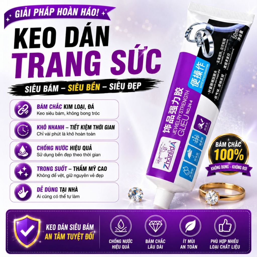 Keo dán trang sức Zhanlida keo dán đá dán phụ kiện handmade siêu chắc 50ml