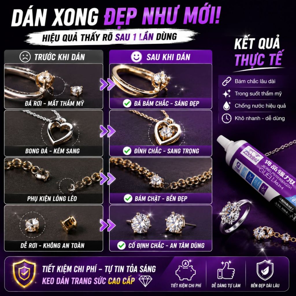Keo dán trang sức Zhanlida keo dán đá dán phụ kiện handmade siêu chắc 50ml
